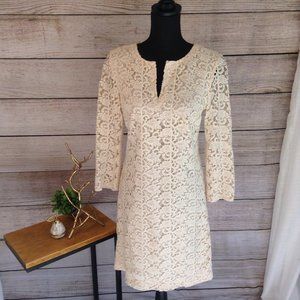Talbots Cream Lace Long Sleeve Dress